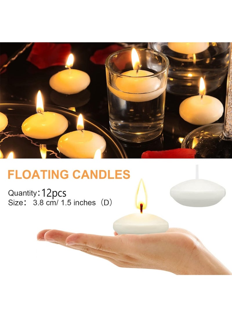 YOUGE 12Pcs 1.5'' Unscented Floating Candles for Centerpieces Floating Warm Tealights Candles Floating Candles for Wedding Party Decoration (White) - Image 4